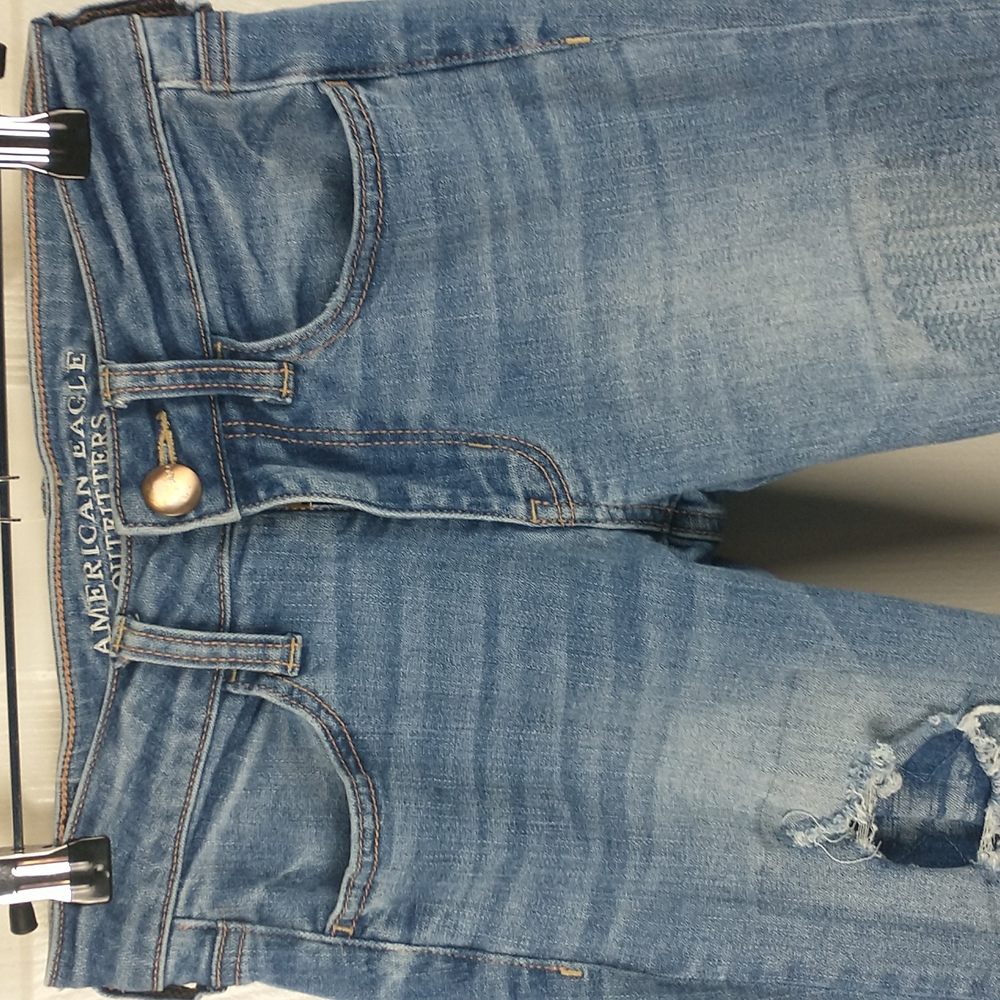 American Eagle Distressed Patch Jegging Medium Wa… - image 2